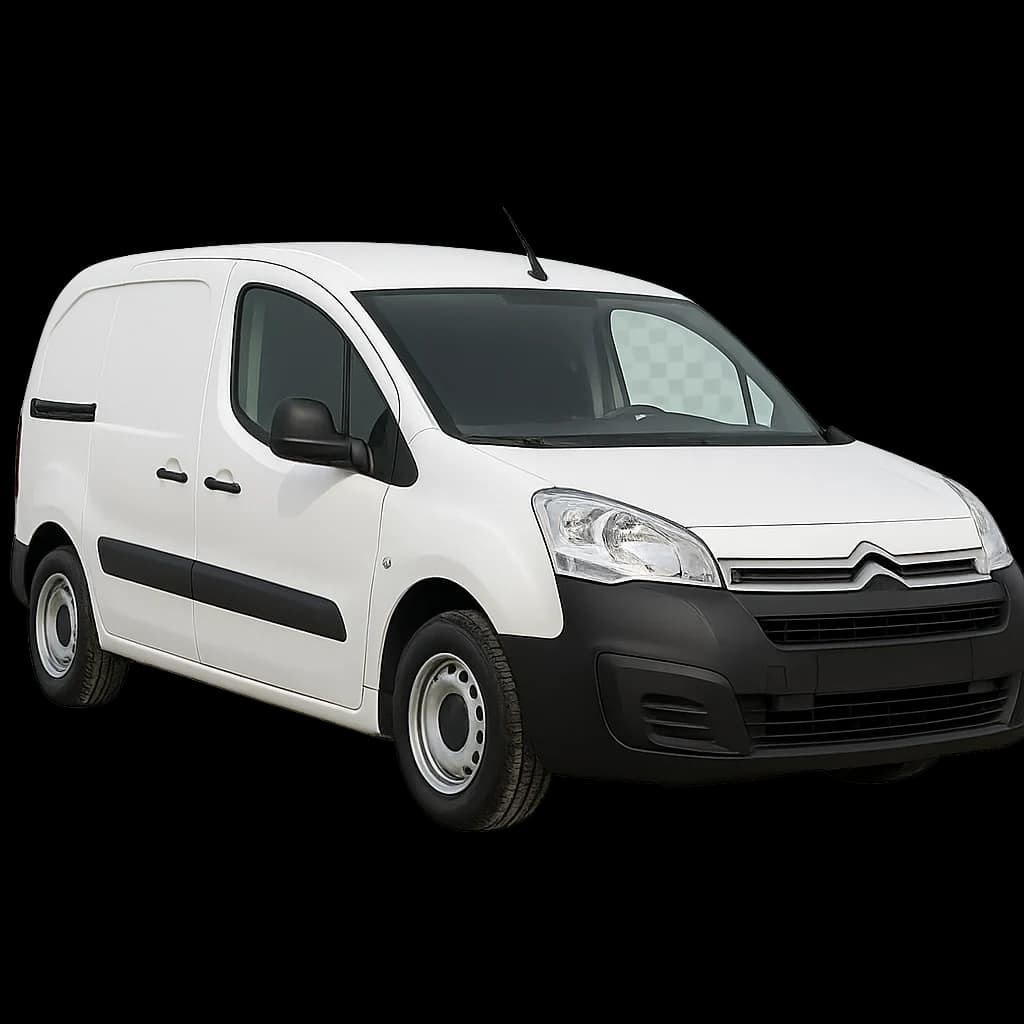 A small white panel van